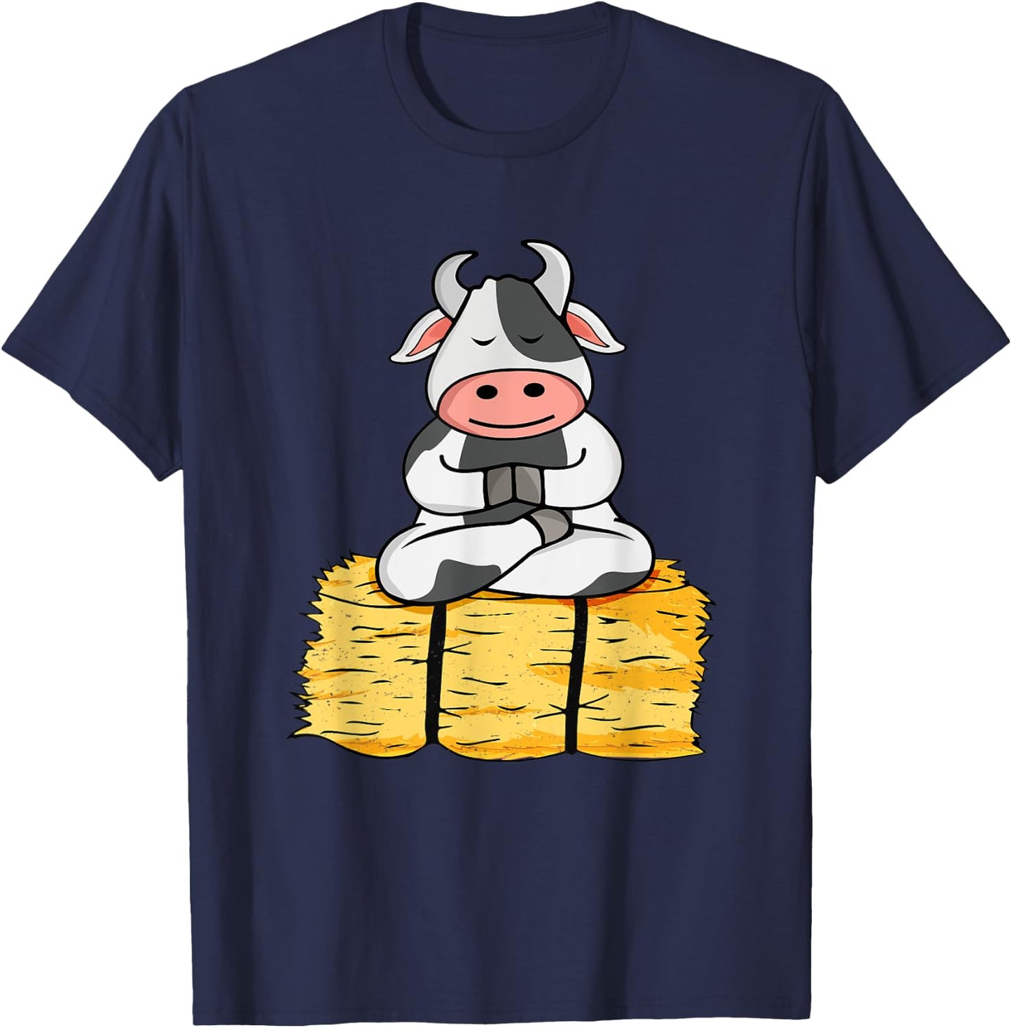 Meditating Cow Lover Yoga Lover Women Meditation T-Shirt - T-Shirt | Navy