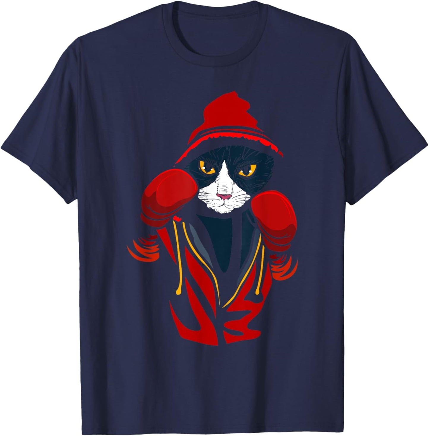 Cat Boxing | Creative Animal Lovers Cool Boxer Gift Men Women Kids T-Shirt - T-Shirt | Navy