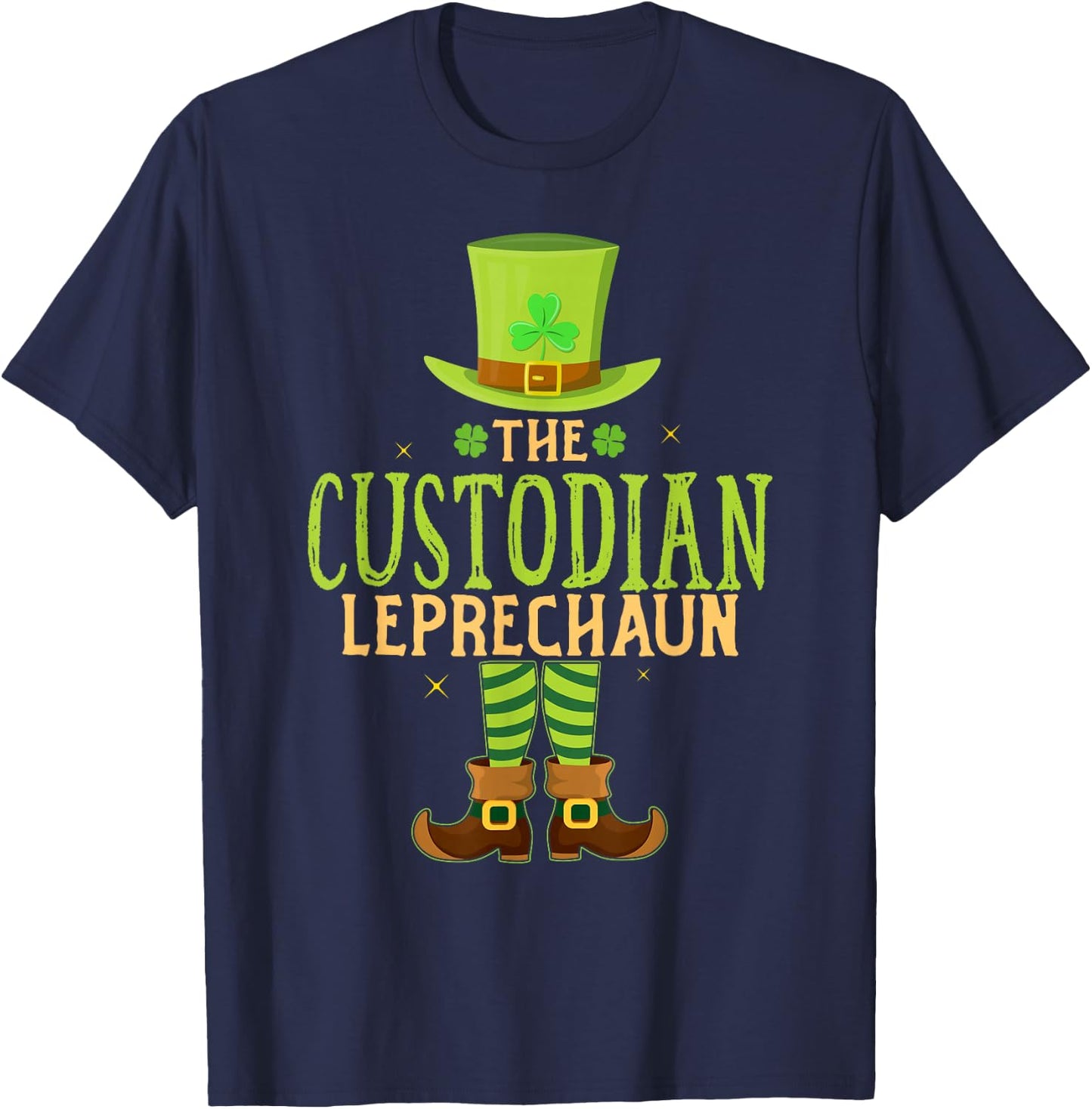 The Custodian Leprechaun Funny Matching St Patricks Day T-Shirt - T-Shirt | Navy