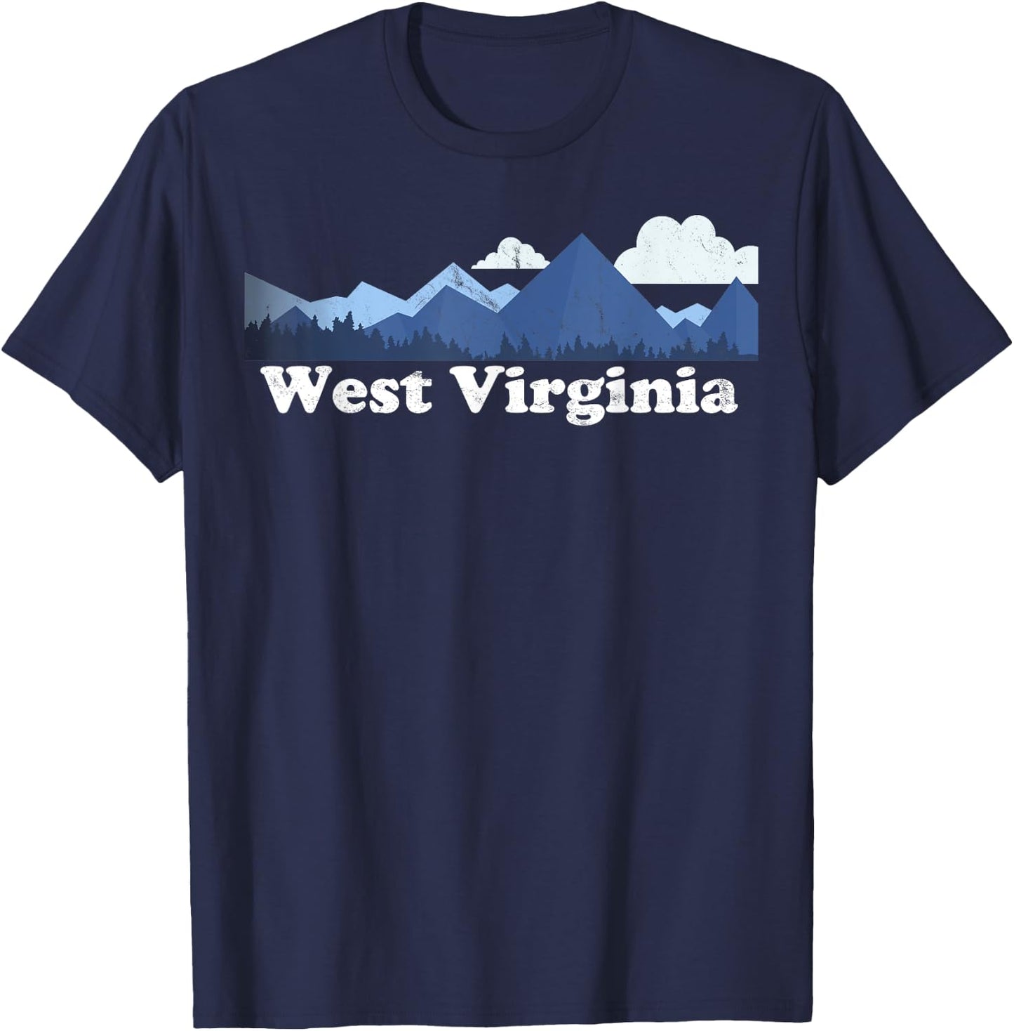 Cute West Virginia Allegheny Mountains WV Retro T-Shirt - T-Shirt | Navy