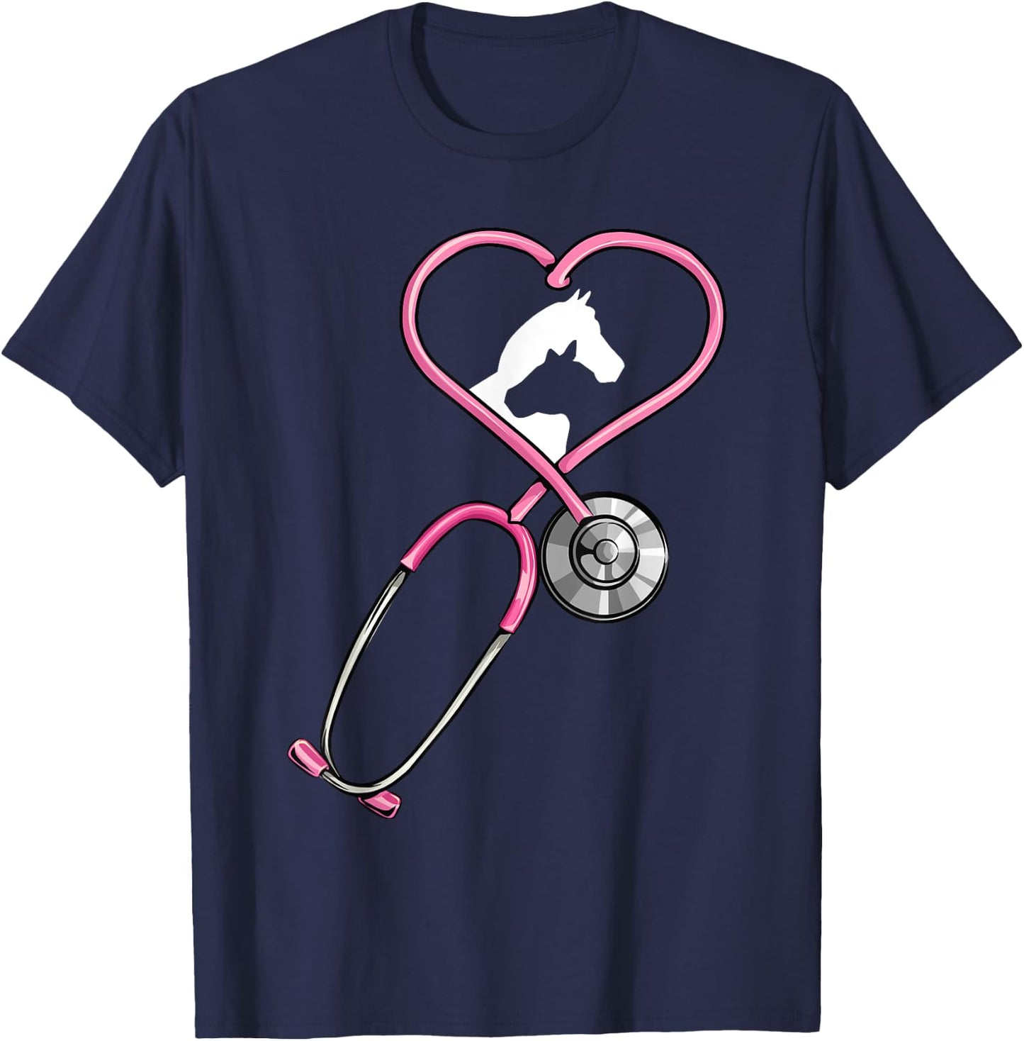 Veterinarian Stethoscope Heart of Horse and Cow Vet Women T-Shirt - T-Shirt | Navy