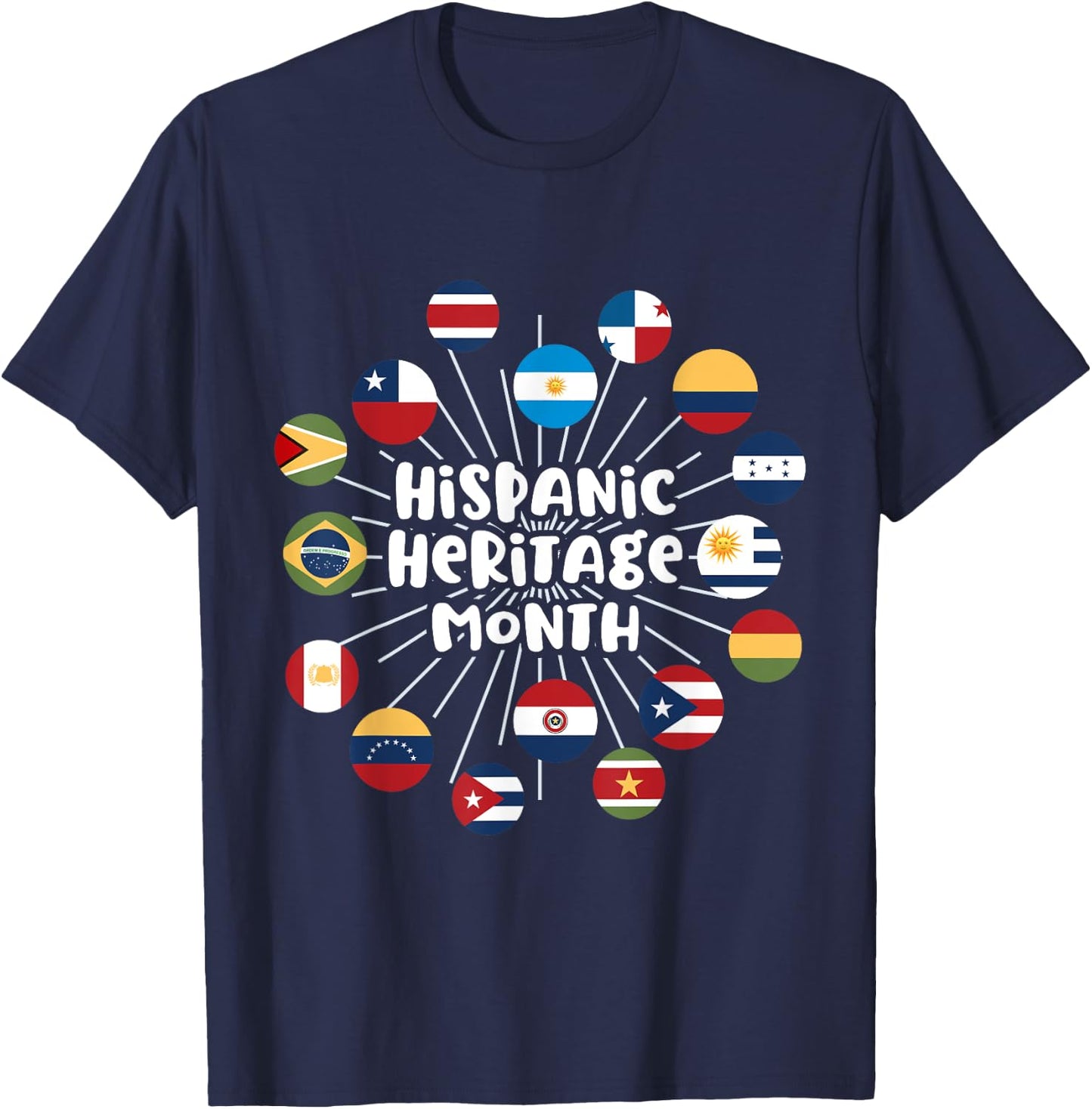 Hispanic Heritage Month Shirt All Countries Flag Inspiration T-Shirt - T-Shirt | Navy