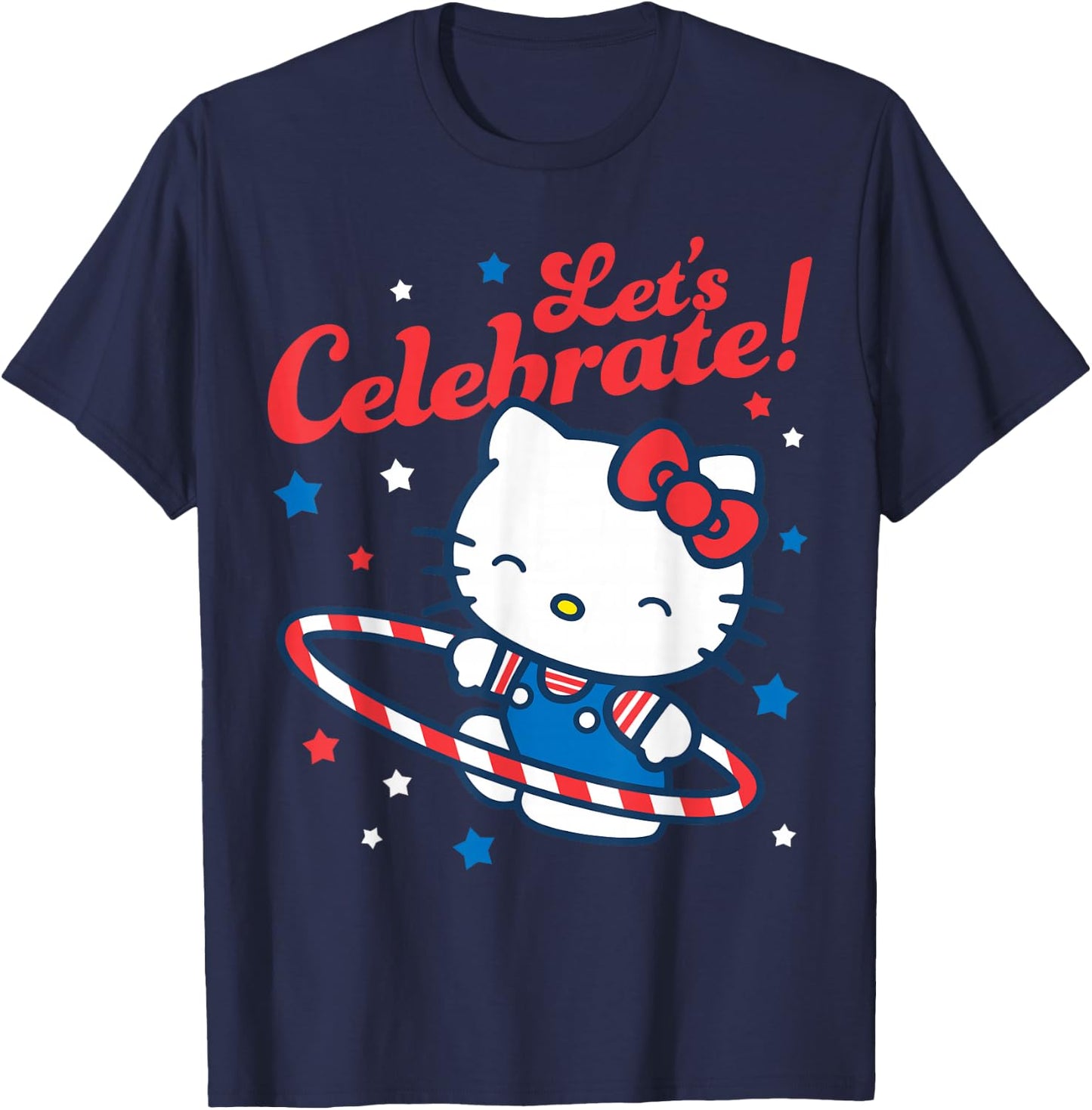 Hello Kitty 4th of July Let's Celebrate! Hula Hoop & Stars T-Shirt - T-Shirt | Navy