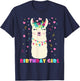 Birthday Girl Cute Llama Alpaca Kids Llamazing T-Shirt - T-Shirt | Navy