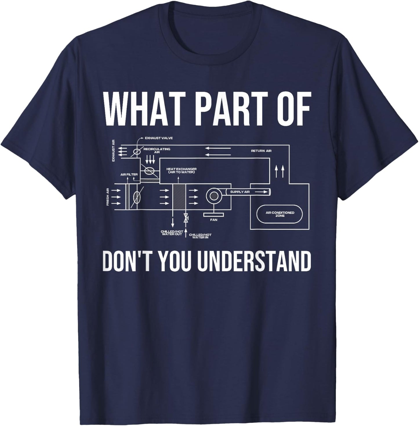 Funny HVAC Design Dad HVAC Installer Engineers Tech T-Shirt - T-Shirt | Navy
