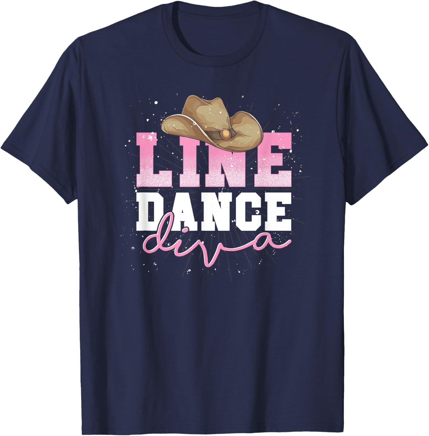 Line Dancer Girl Line Dance Diva Women Cowboy Hat Line Dance T-Shirt - T-Shirt | Navy