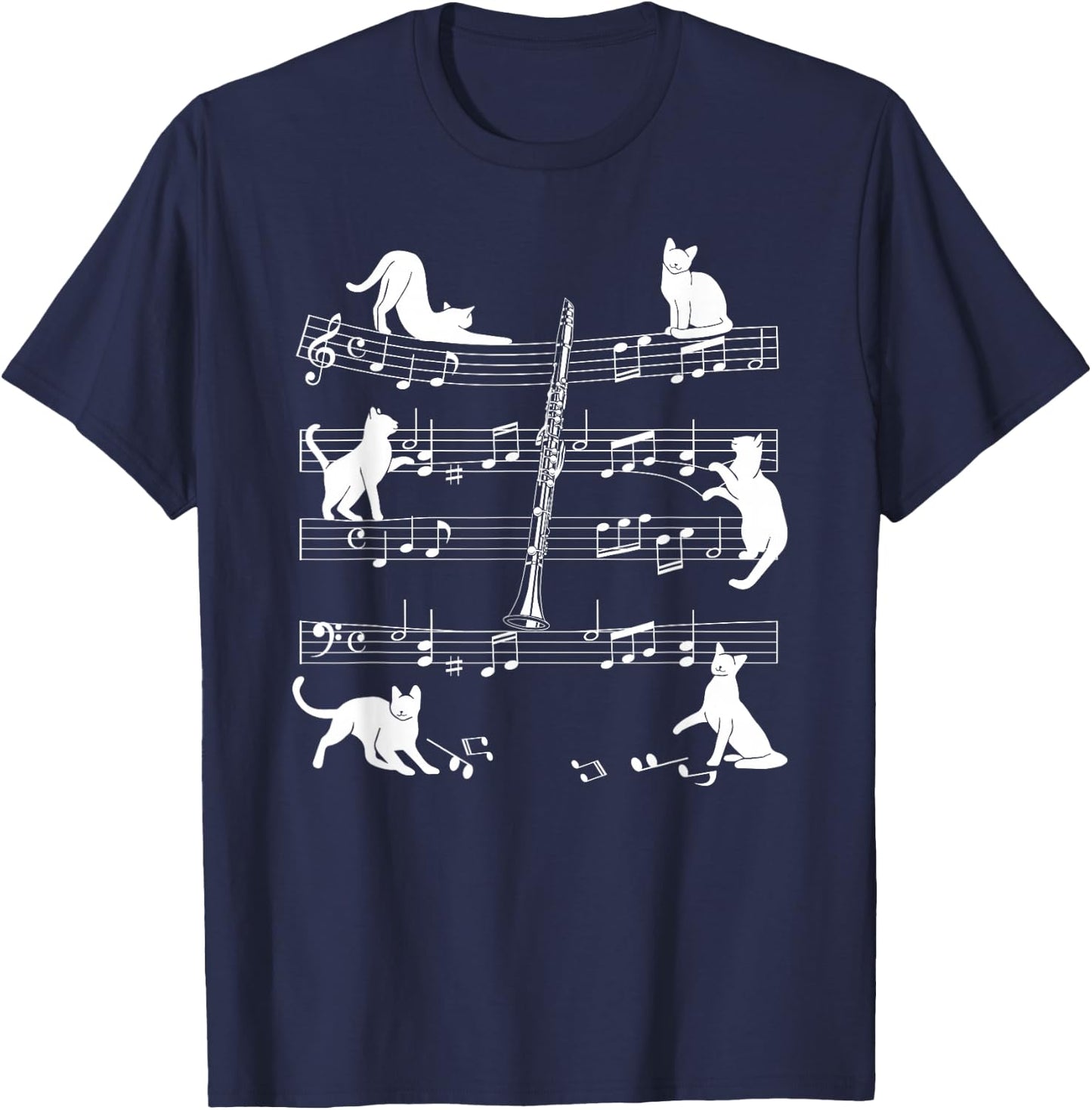 Clarinetist Cats for Cat Loving Clarinet Player T-Shirt - T-Shirt | Navy