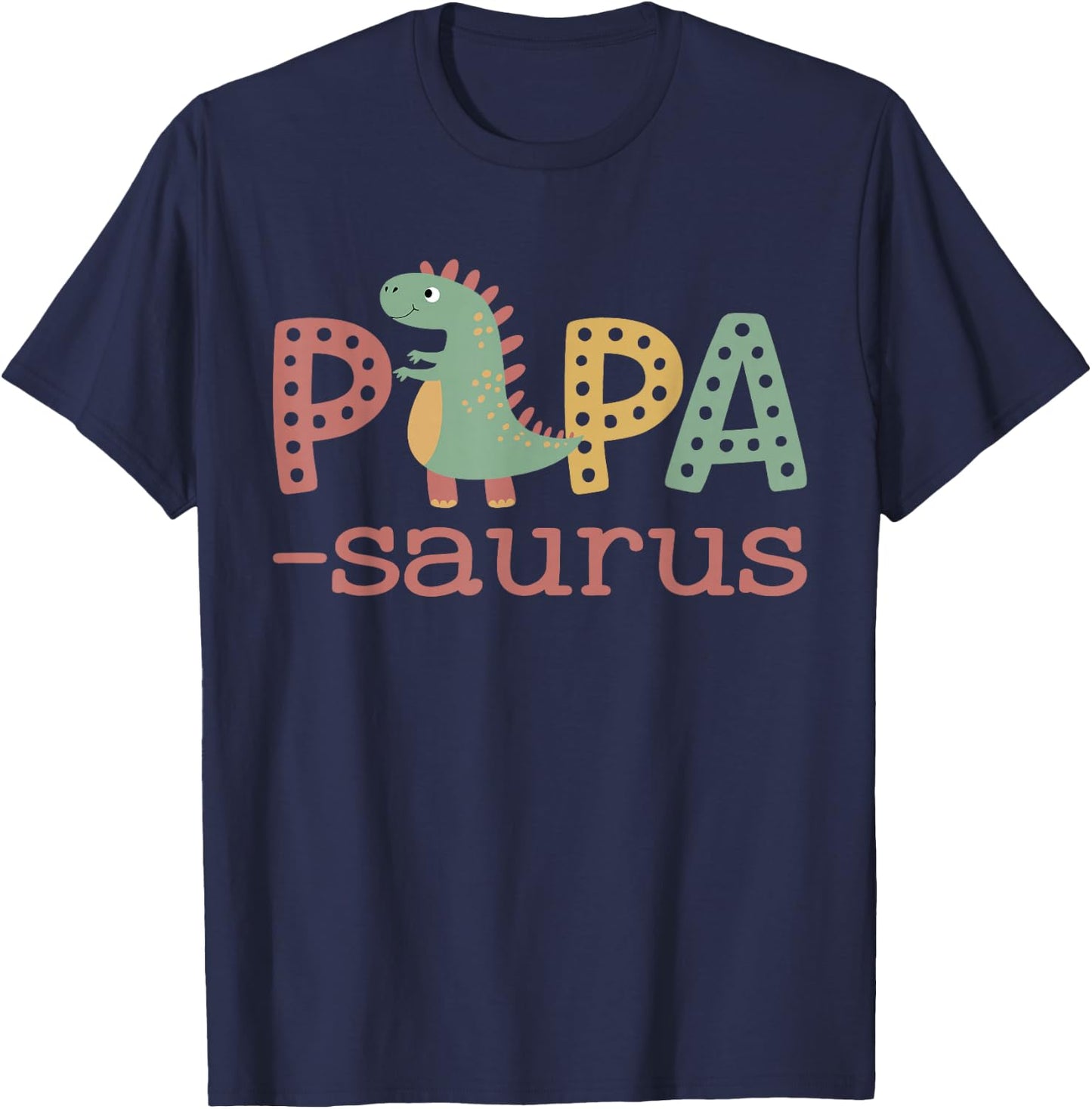 Papasaurus T Rex Dinosaur Papa Saurus Family Matching Retro T-Shirt - T-Shirt | Navy