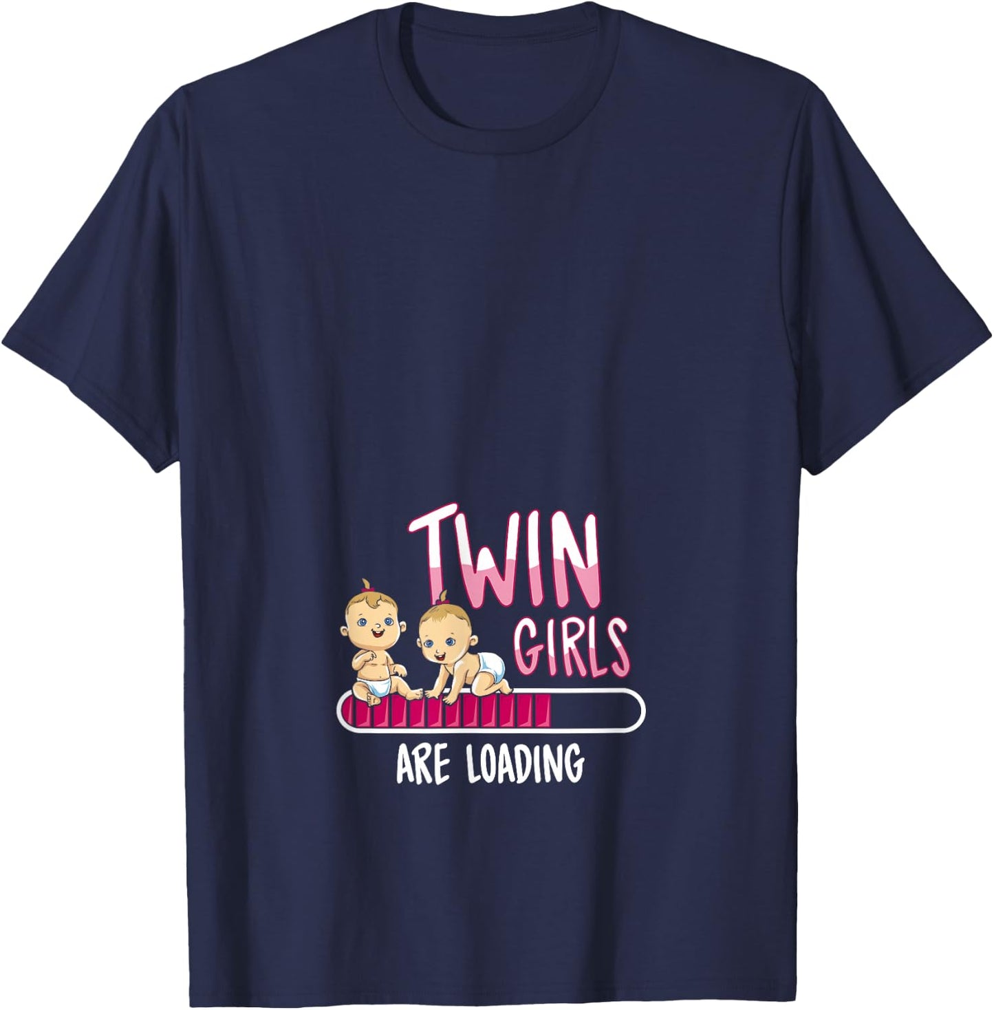 Twin Girls are loading T Shirt Pregnancy Announcement Gift T-Shirt - T-Shirt | Navy