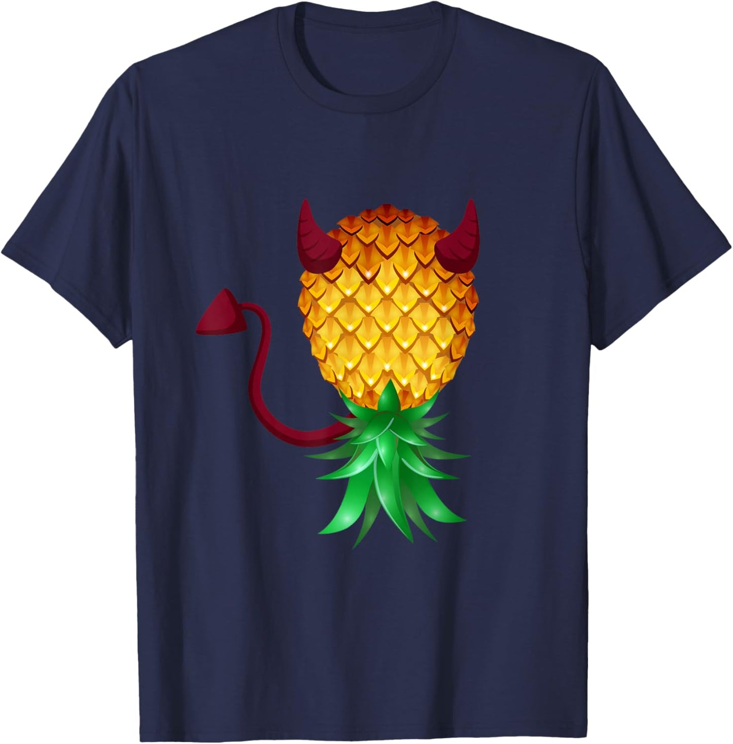 Swinger Upside Down Bad Pineapple Devil Horn T-Shirt - T-Shirt | Navy