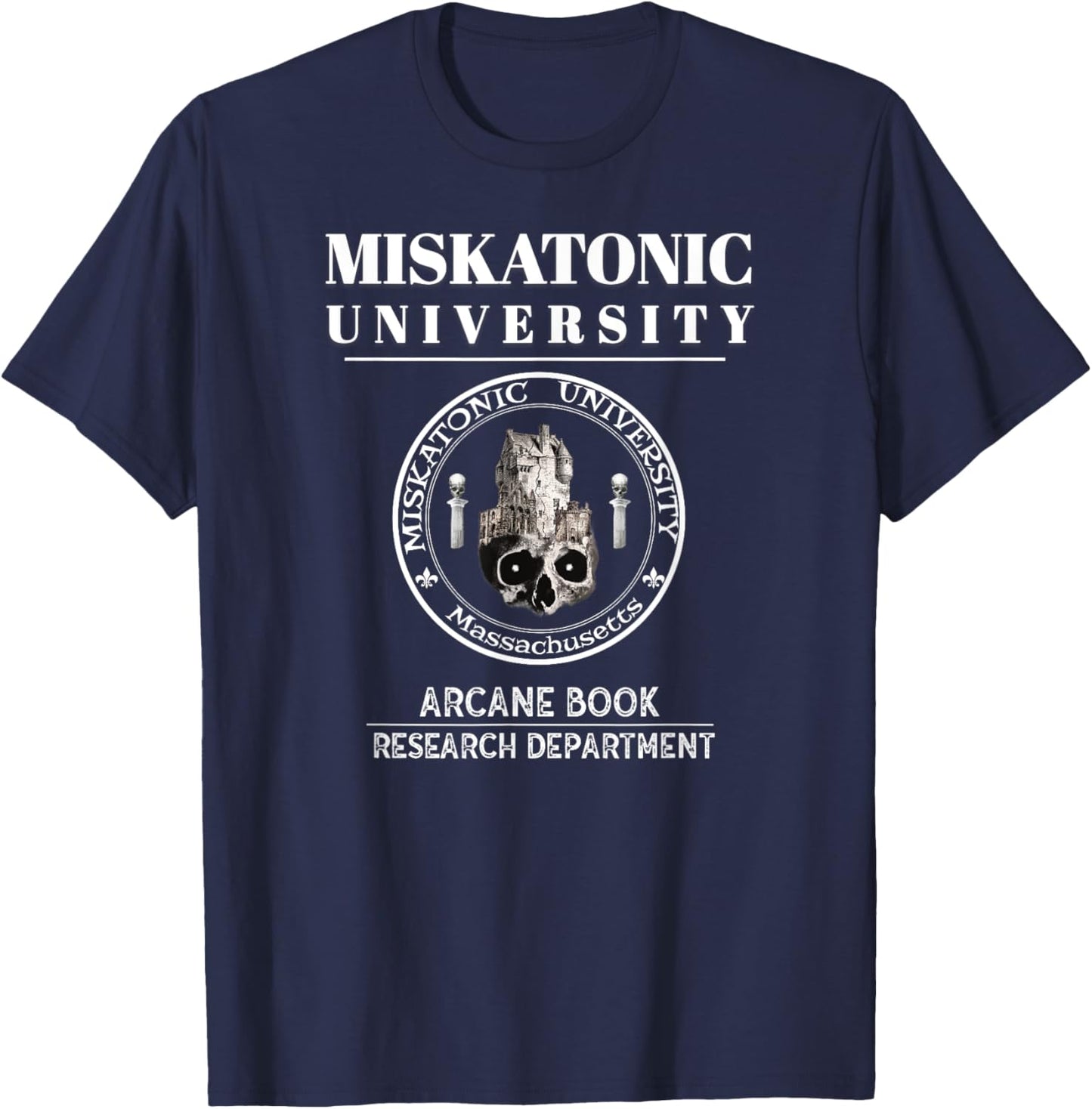 JC Ure Miskatonic University Arcane Book Research Department T-Shirt - T-Shirt | Navy
