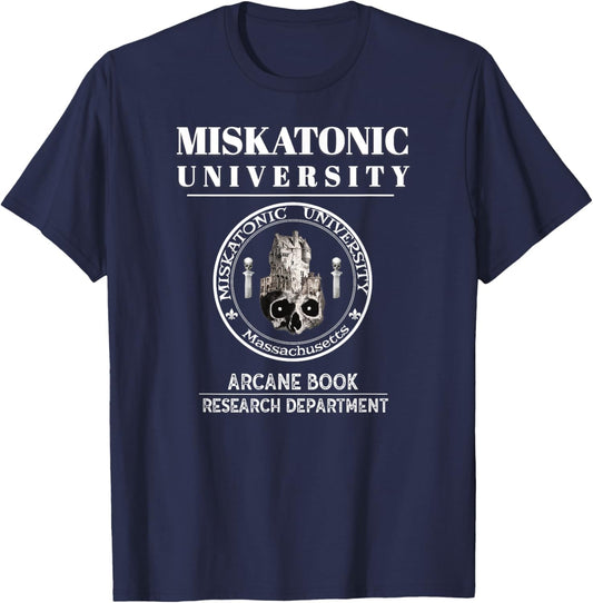 JC Ure Miskatonic University Arcane Book Research Department T-Shirt - T-Shirt | Navy