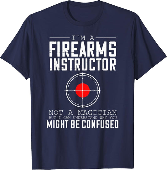 Firearm Instructor Gun Shooting Safety Weapon Training T-Shirt - T-Shirt | Navy