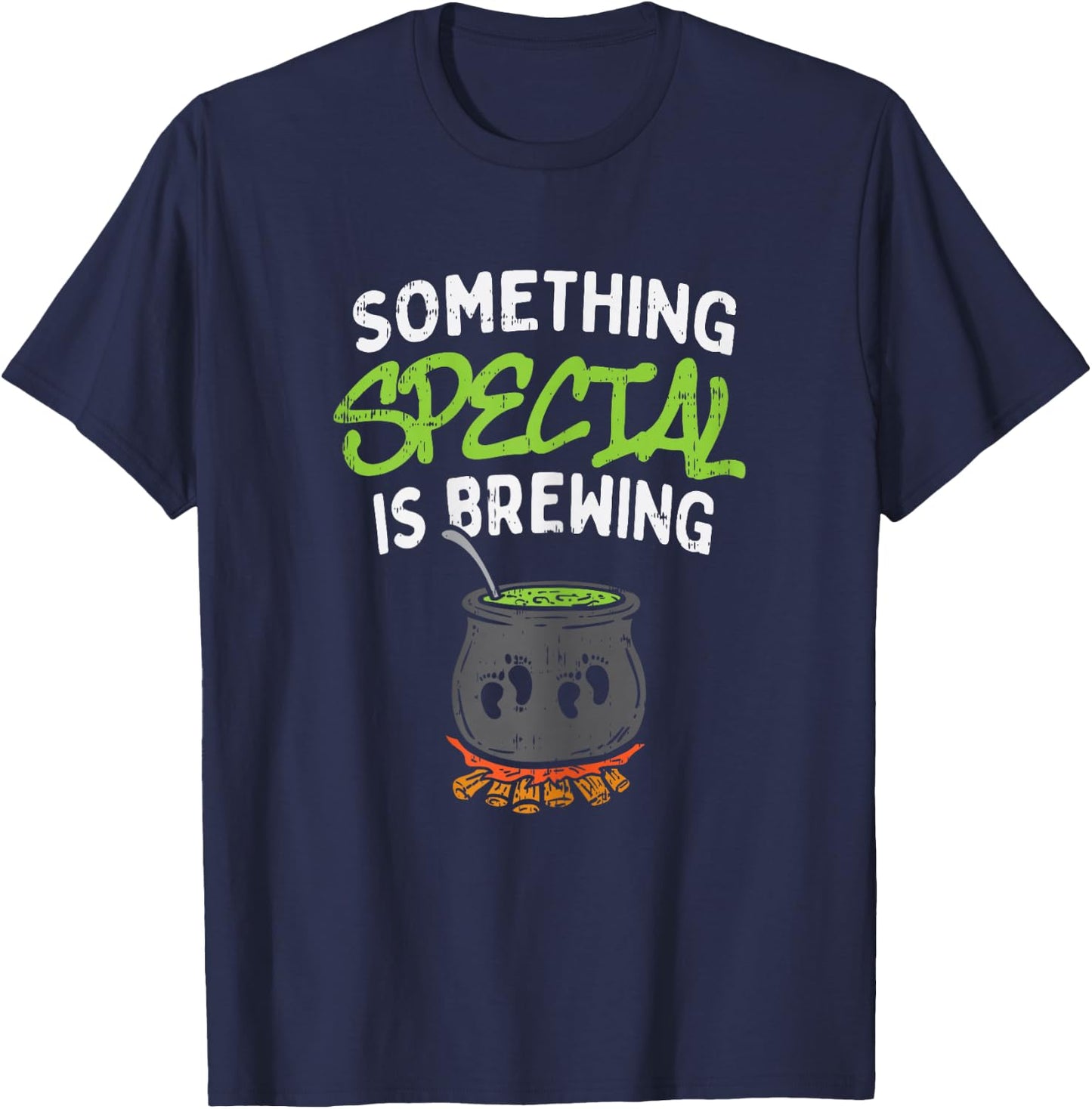 Something Is Brewing Twins Halloween Pregnancy Announcement T-Shirt - T-Shirt | Navy