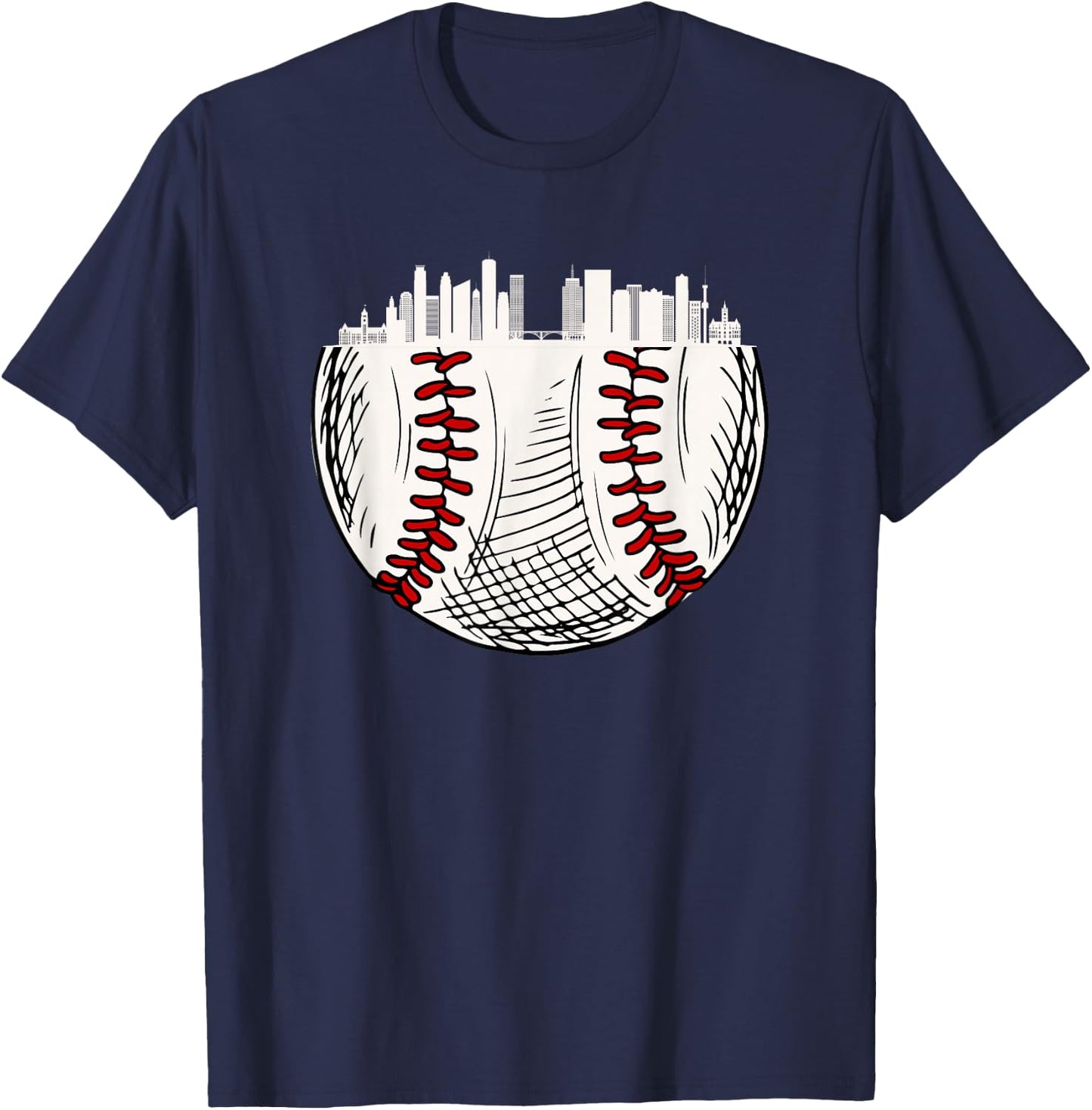 Twin Cities Minnesota MN Baseball Skyline T-Shirt - T-Shirt | Navy