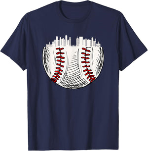 Twin Cities Minnesota MN Baseball Skyline T-Shirt - T-Shirt | Navy