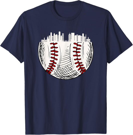 Twin Cities Minnesota MN Baseball Skyline T-Shirt - T-Shirt | Navy