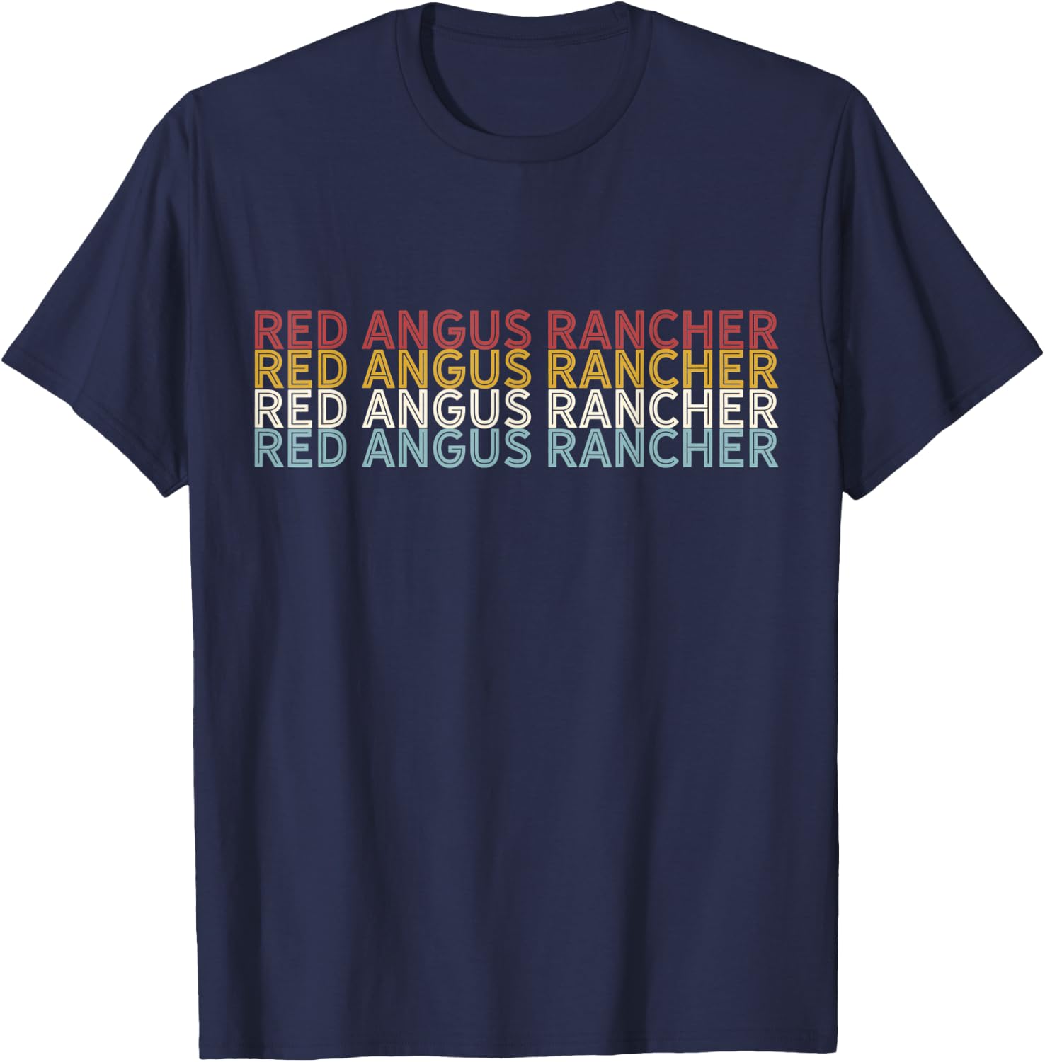 Cattle - Vintage Cow Red Angus Rancher T-Shirt - T-Shirt | Navy