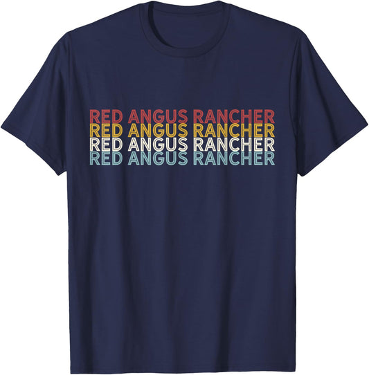 Cattle - Vintage Cow Red Angus Rancher T-Shirt - T-Shirt | Navy