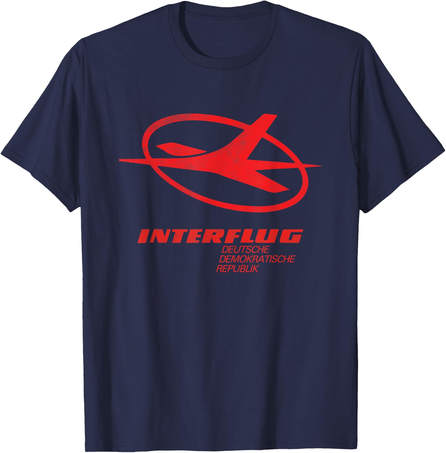 Interflug DDR Ossi Vintage Aircraft T-Shirt - T-Shirt | Navy