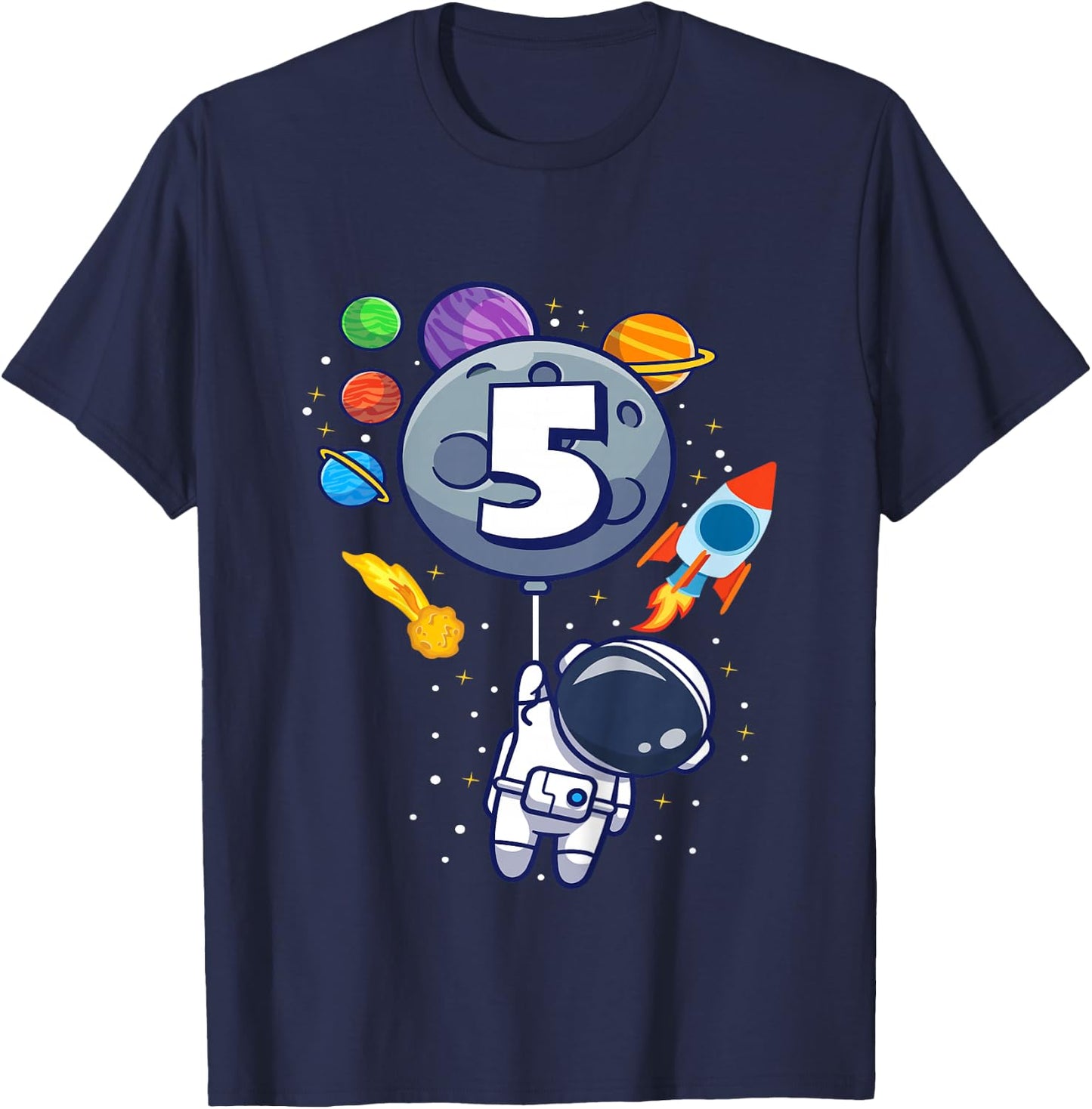 5th Birthday Astronaut 5 Year Old Birthday Boy T-Shirt - T-Shirt | Navy