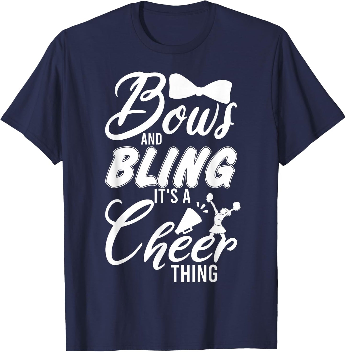 Youth Team Cute Cheerleader Bows And Bling Its A Cheer Thing T-Shirt - T-Shirt | Navy