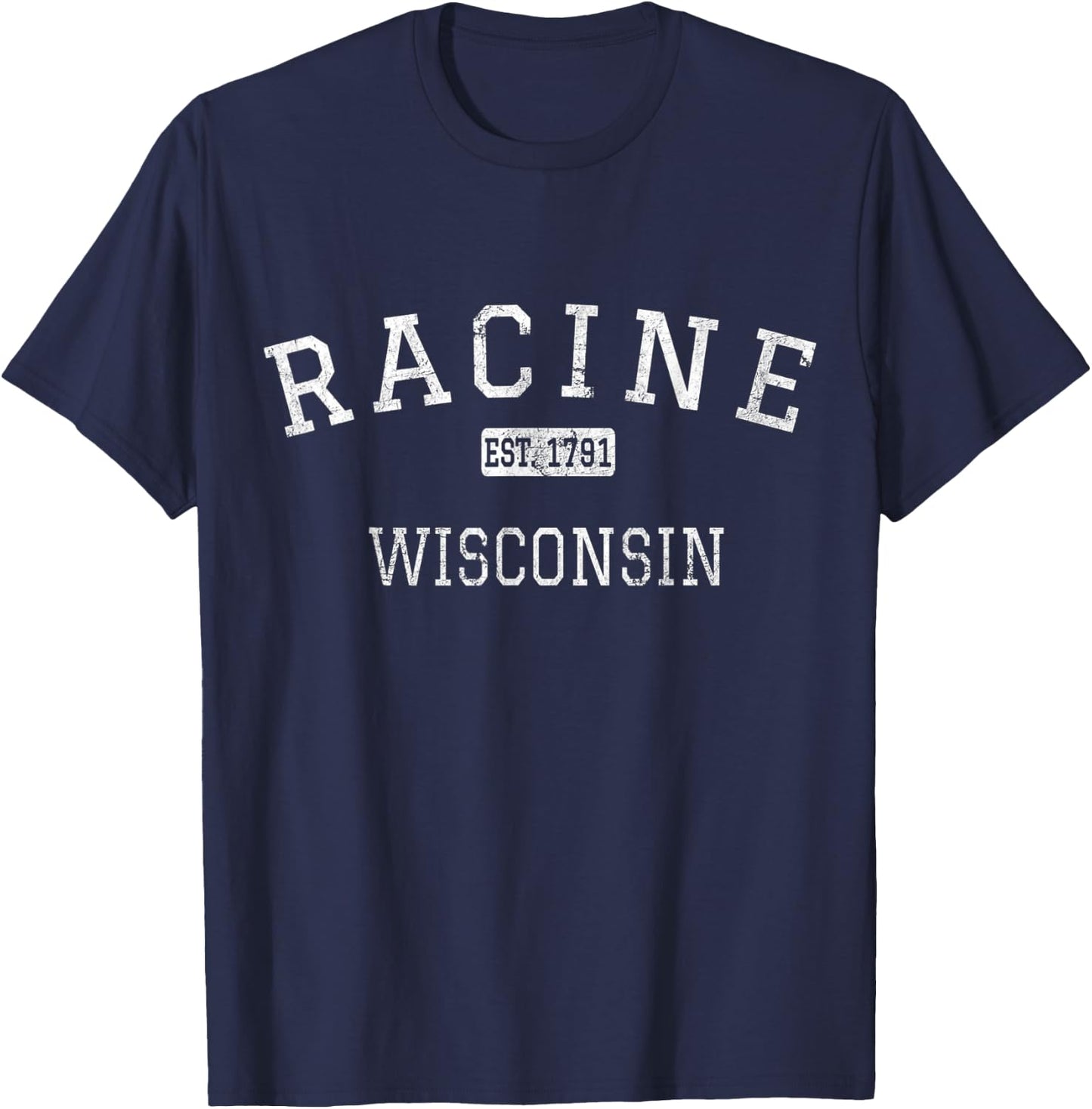 Racine Wisconsin WI Vintage T-Shirt - T-Shirt | Navy