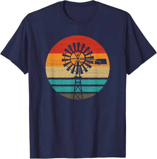 Windmill Retro Style Vintage T-Shirt - T-Shirt | Navy