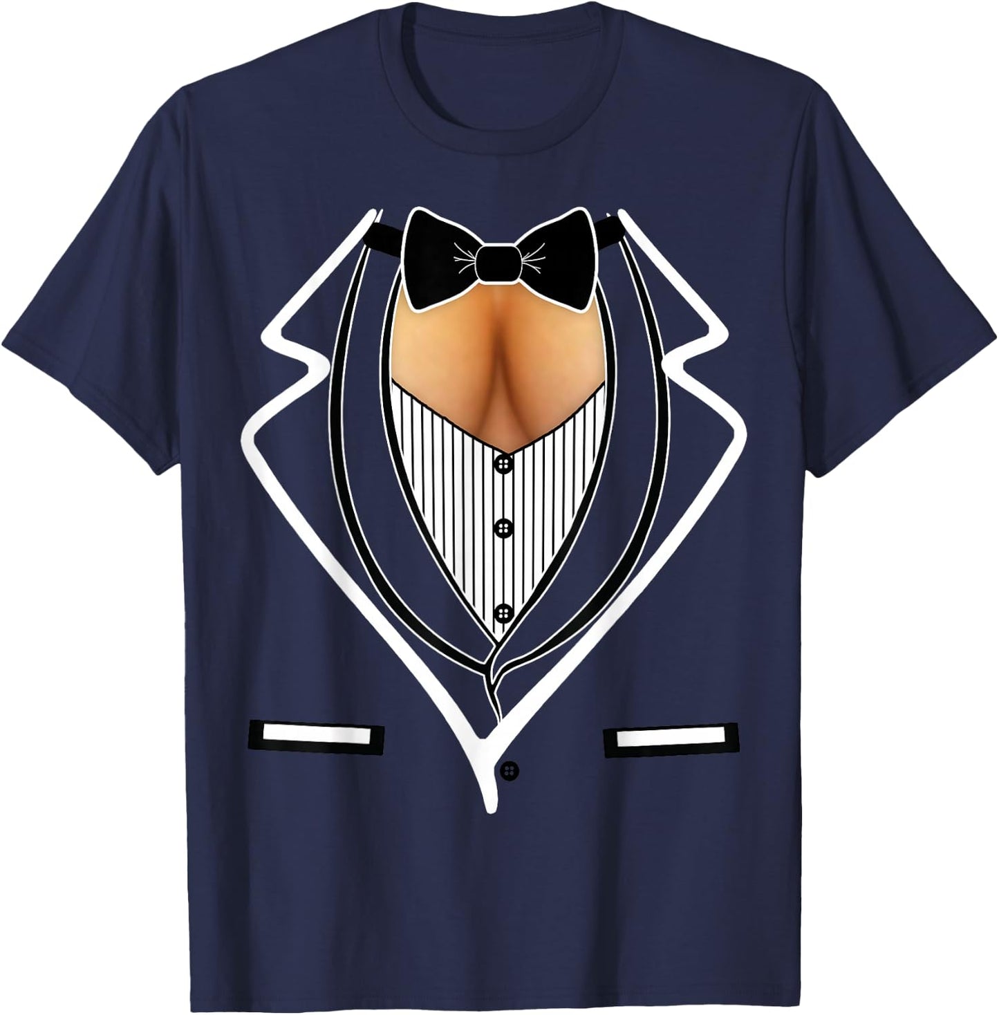 Ladies Cleavage Tuxedo Halloween Costume Party Mardi Gras T-Shirt - T-Shirt | Navy