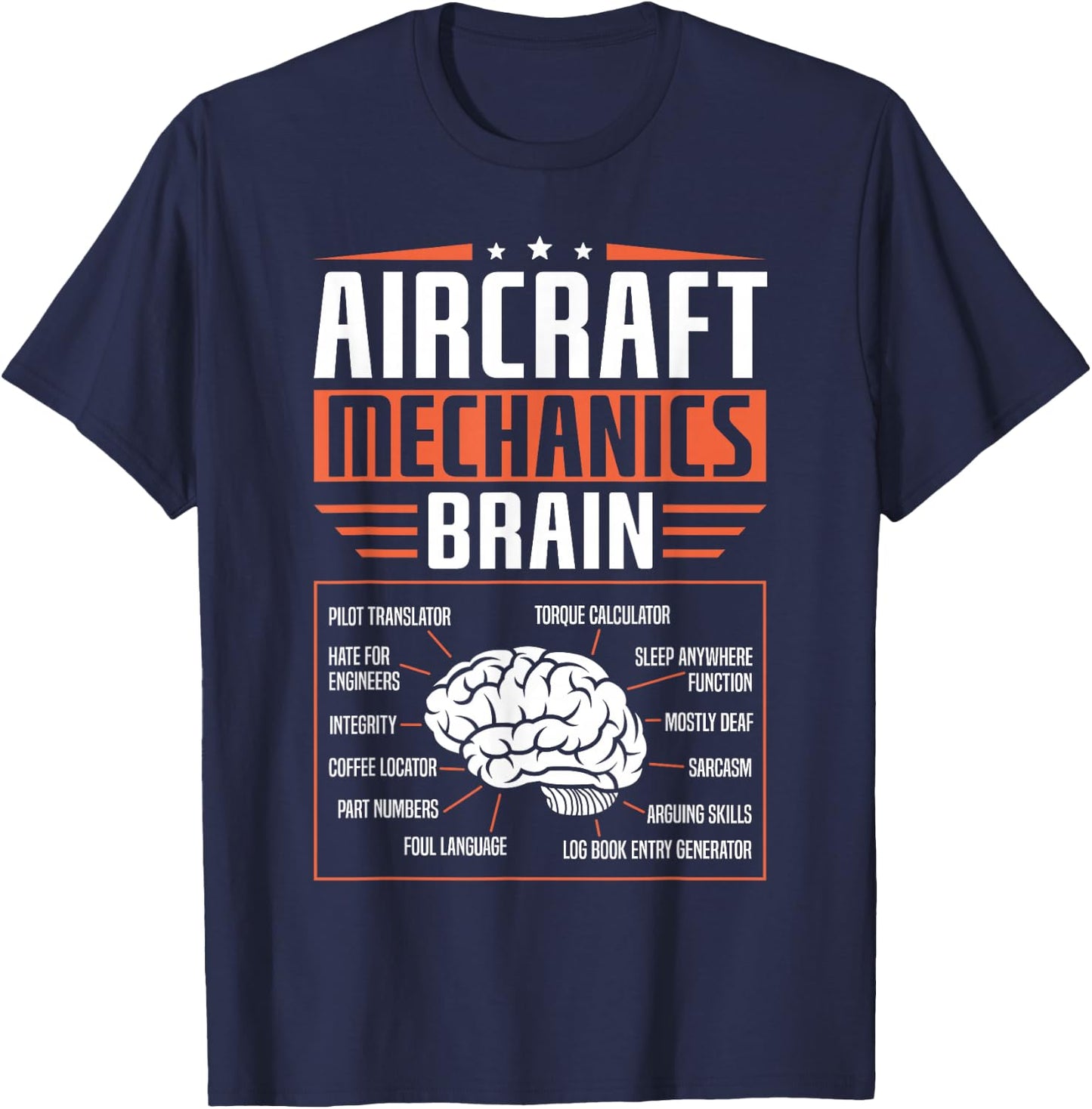 Aircraft Mechanics Brain Mechanic T-Shirt - T-Shirt | Navy
