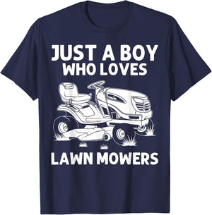 Funny Lawn Mowing for Boys Who Love Mowers T-Shirt - T-Shirt | Navy