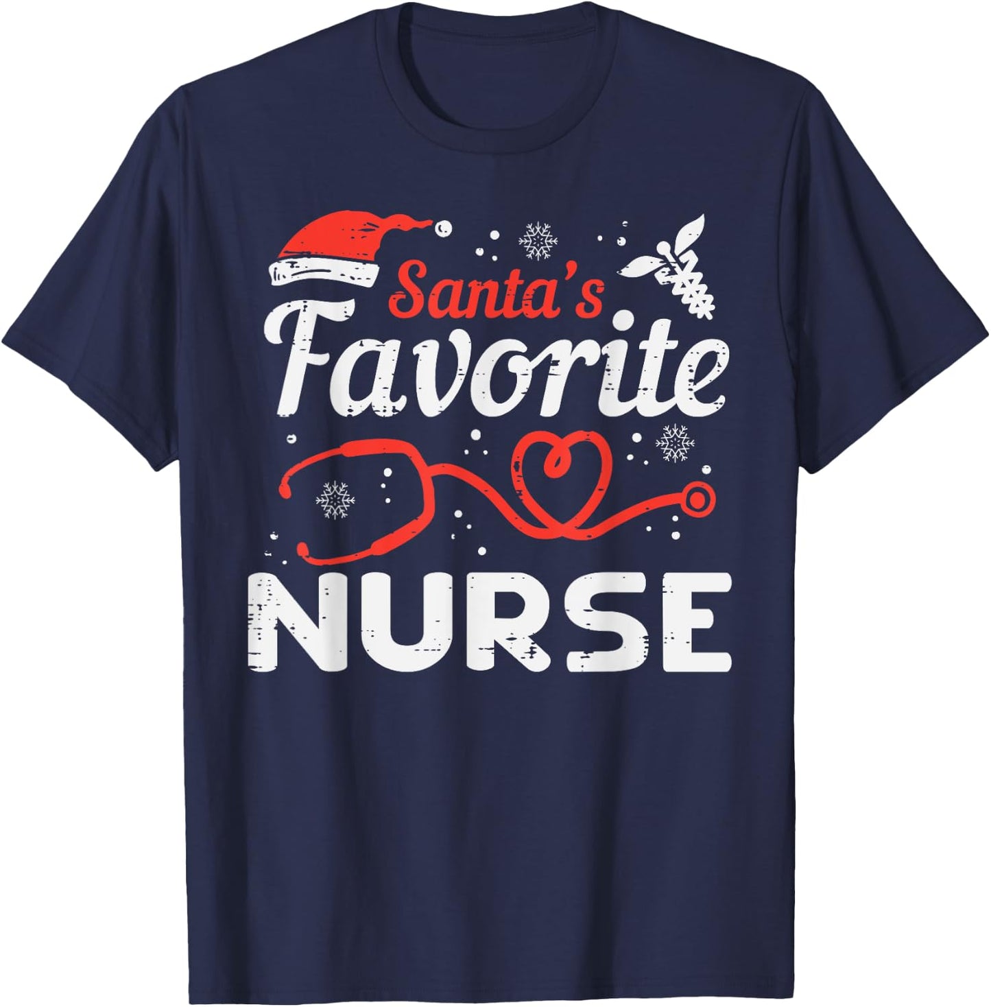 Santas Favorite Nurse Christmas Scrub Xmas RN Men Women T-Shirt - T-Shirt | Navy
