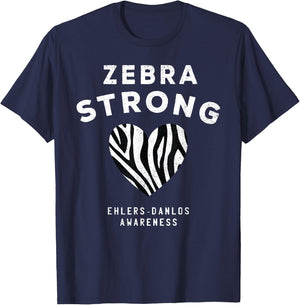 Zebra Strong Ehlers-Danlos Syndrome EDS Awareness Month T-Shirt - T-Shirt | Navy