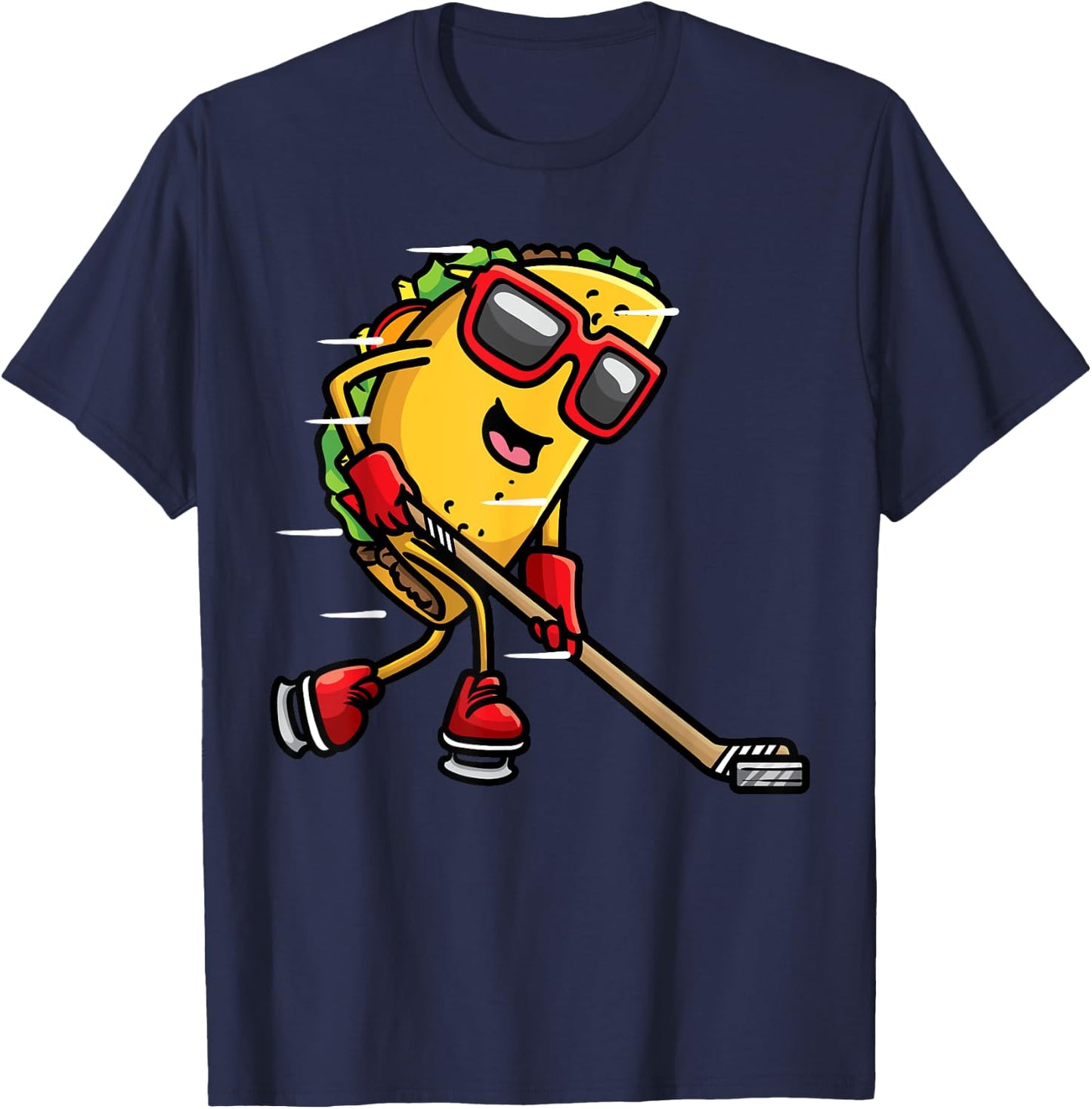 Taco Playing Ice Hockey Player Mexican Food Cinco De Mayo T-Shirt - T-Shirt | Navy