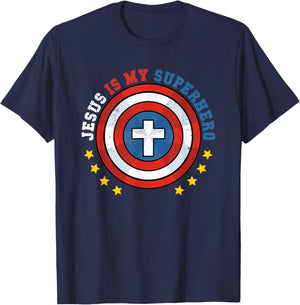 Jesus Is My Superhero Luke 19:10 He Came To Save The Lost T-Shirt - T-Shirt | Navy