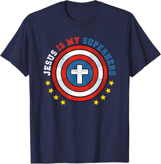 Jesus Is My Superhero Luke 19:10 He Came To Save The Lost T-Shirt - T-Shirt | Navy