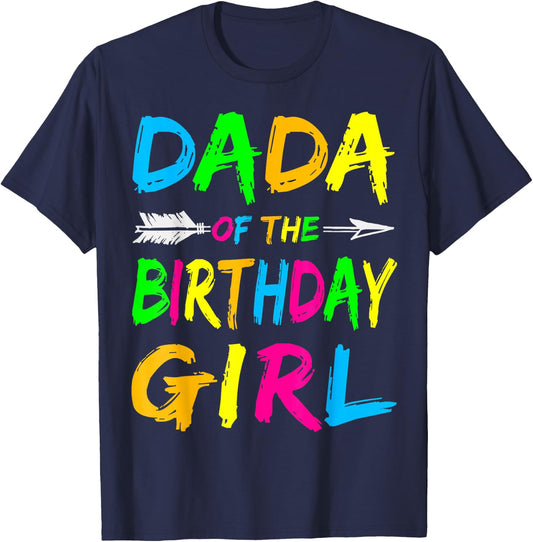 Dada of the Birthday Girl Retro 80's Party Shirt T-Shirt - T-Shirt | Navy