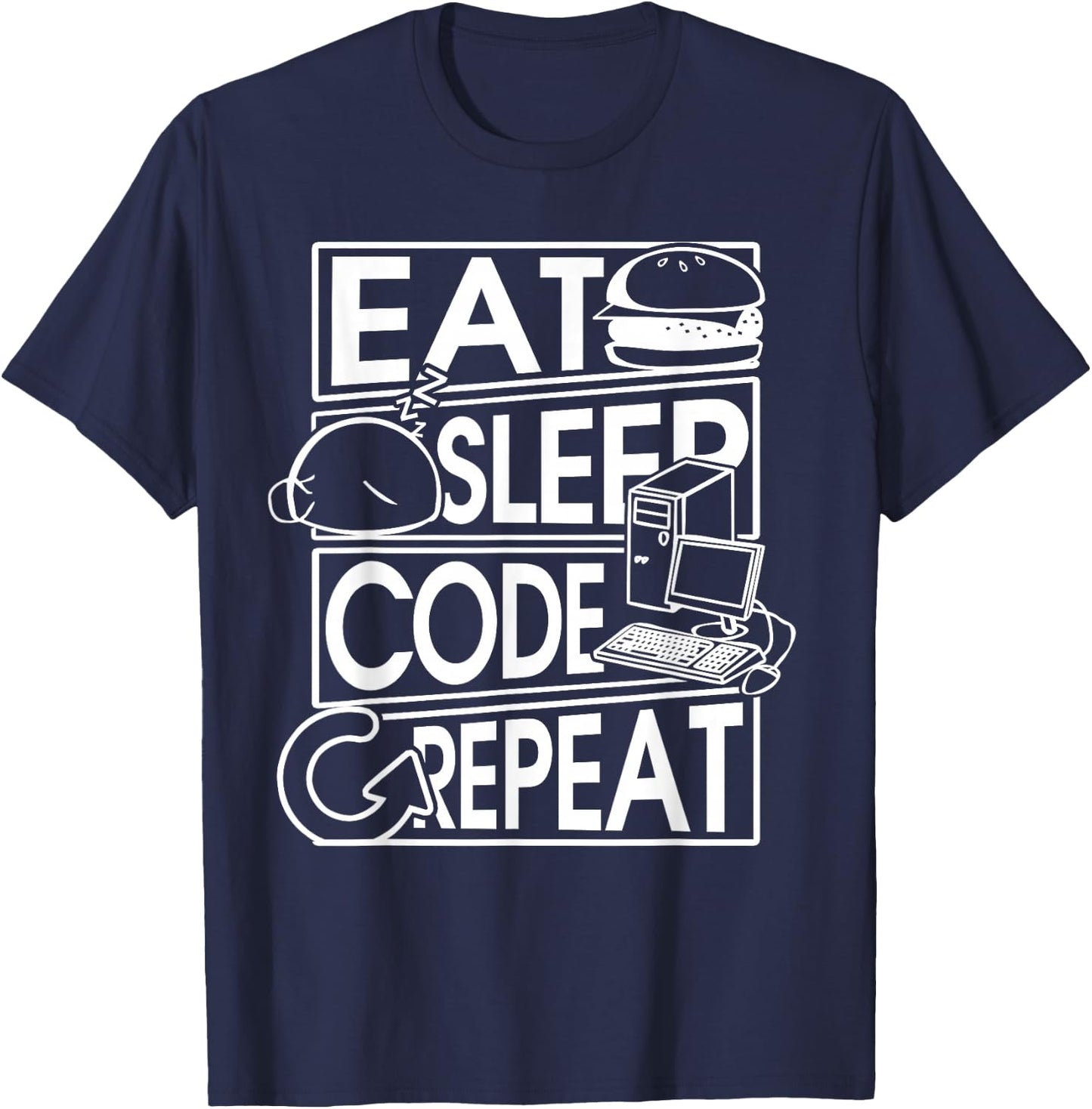 Eat Sleep Code Repeat Coding T Shirt T-Shirt - T-Shirt | Navy
