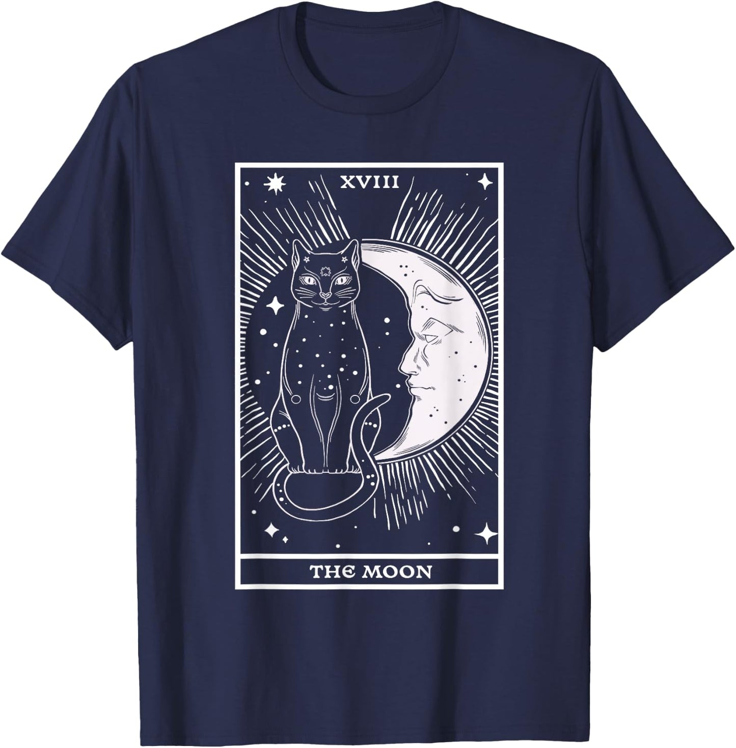 Crescent Moon Cat - Tarot Card Reading Fortune Telling Men Women T-Shirt - T-Shirt | Navy