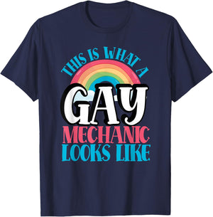 This is What Gay Mechanic Looks Like LGBT Gay Mechanic T-Shirt - T-Shirt | Navy