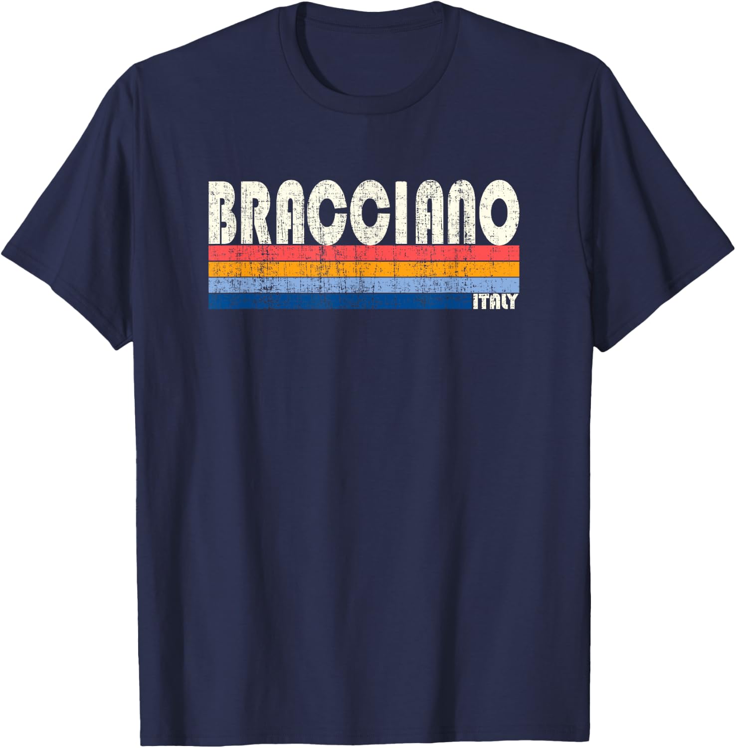 Retro Vintage 70s 80s Style Bracciano, Italy T-Shirt - T-Shirt | Navy