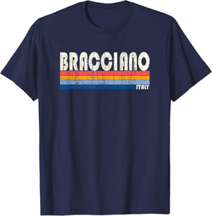 Retro Vintage 70s 80s Style Bracciano, Italy T-Shirt - T-Shirt | Navy
