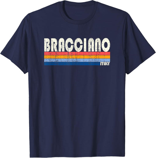 Retro Vintage 70s 80s Style Bracciano, Italy T-Shirt - T-Shirt | Navy