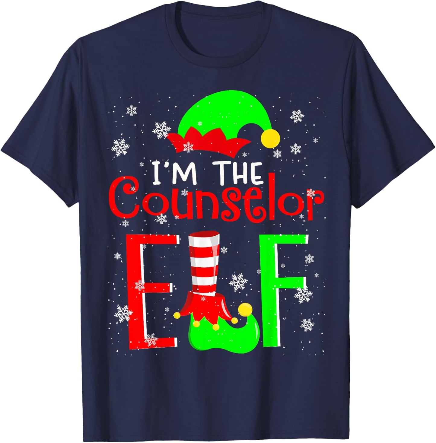 I'm The Counselor ELF Funny Christmas Elf Matching Family T-Shirt - T-Shirt | Navy