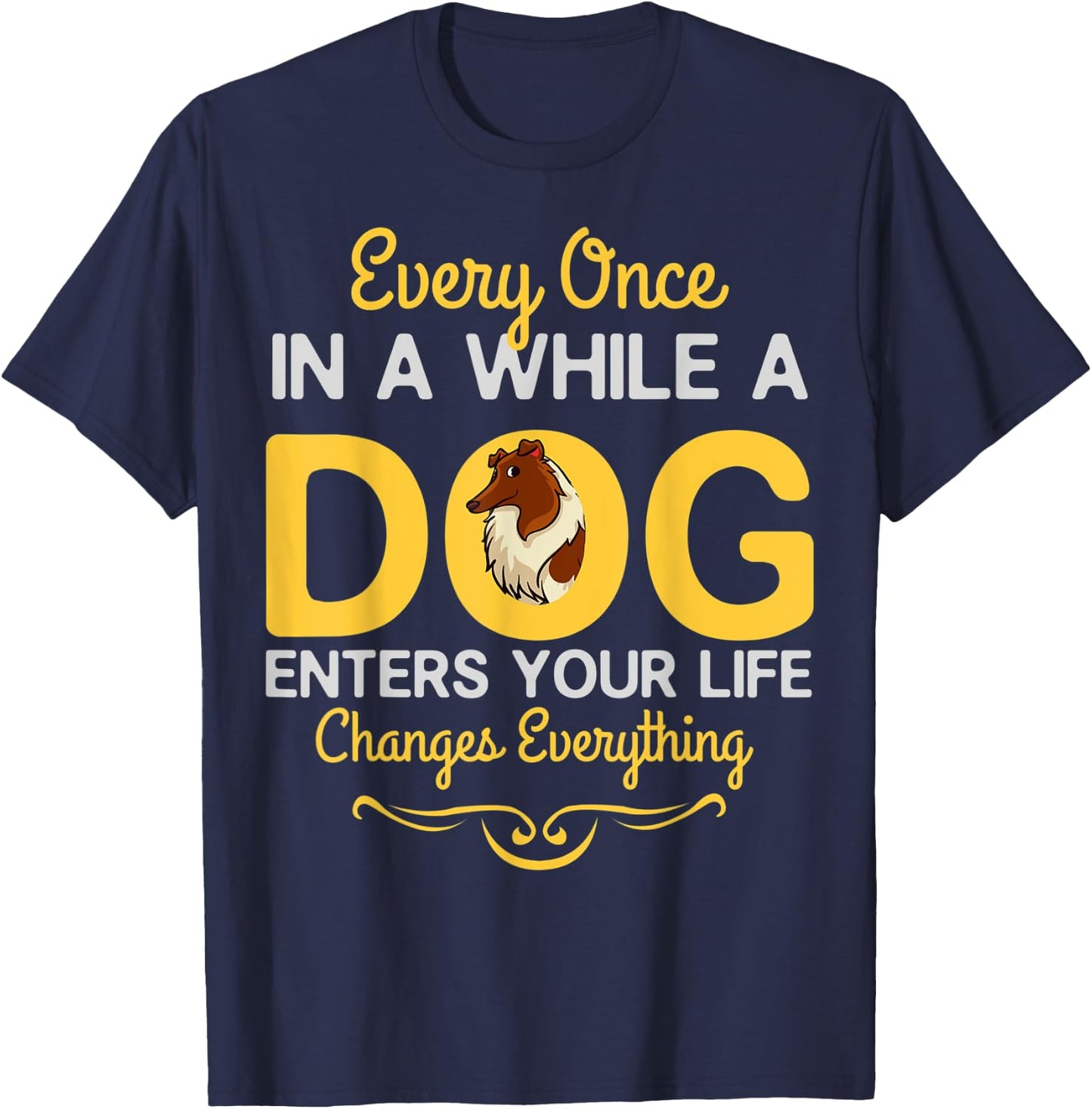 Rough Collie Dog Puppies Owner Lover T-Shirt - T-Shirt | Navy