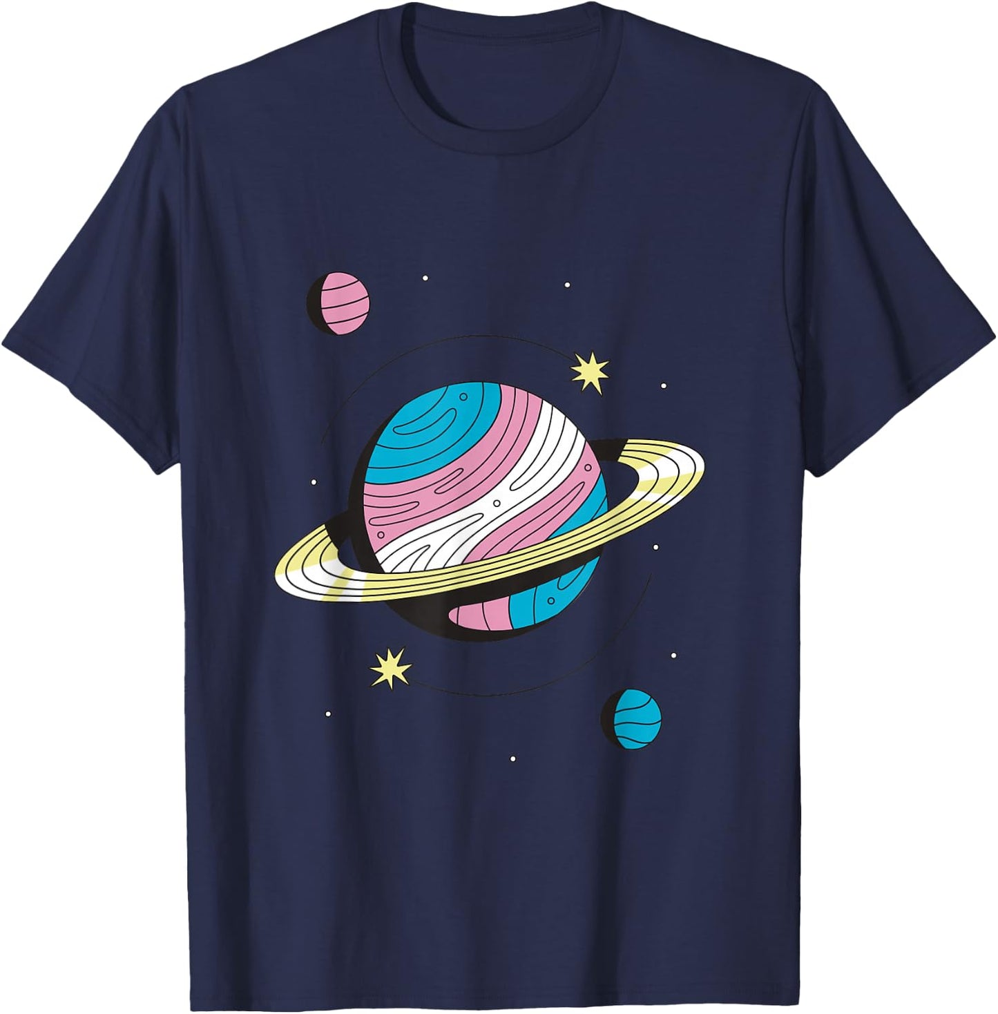 Transgender Outers Space Galaxy Planets Trans Pride T-Shirt - T-Shirt | Navy