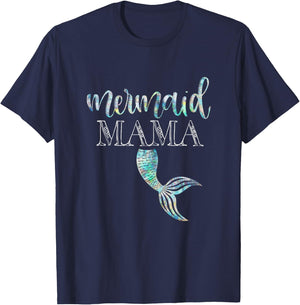 Mermaid Mama Shirt Daughter Girl Birthday Party Family T-Shirt - T-Shirt | Navy