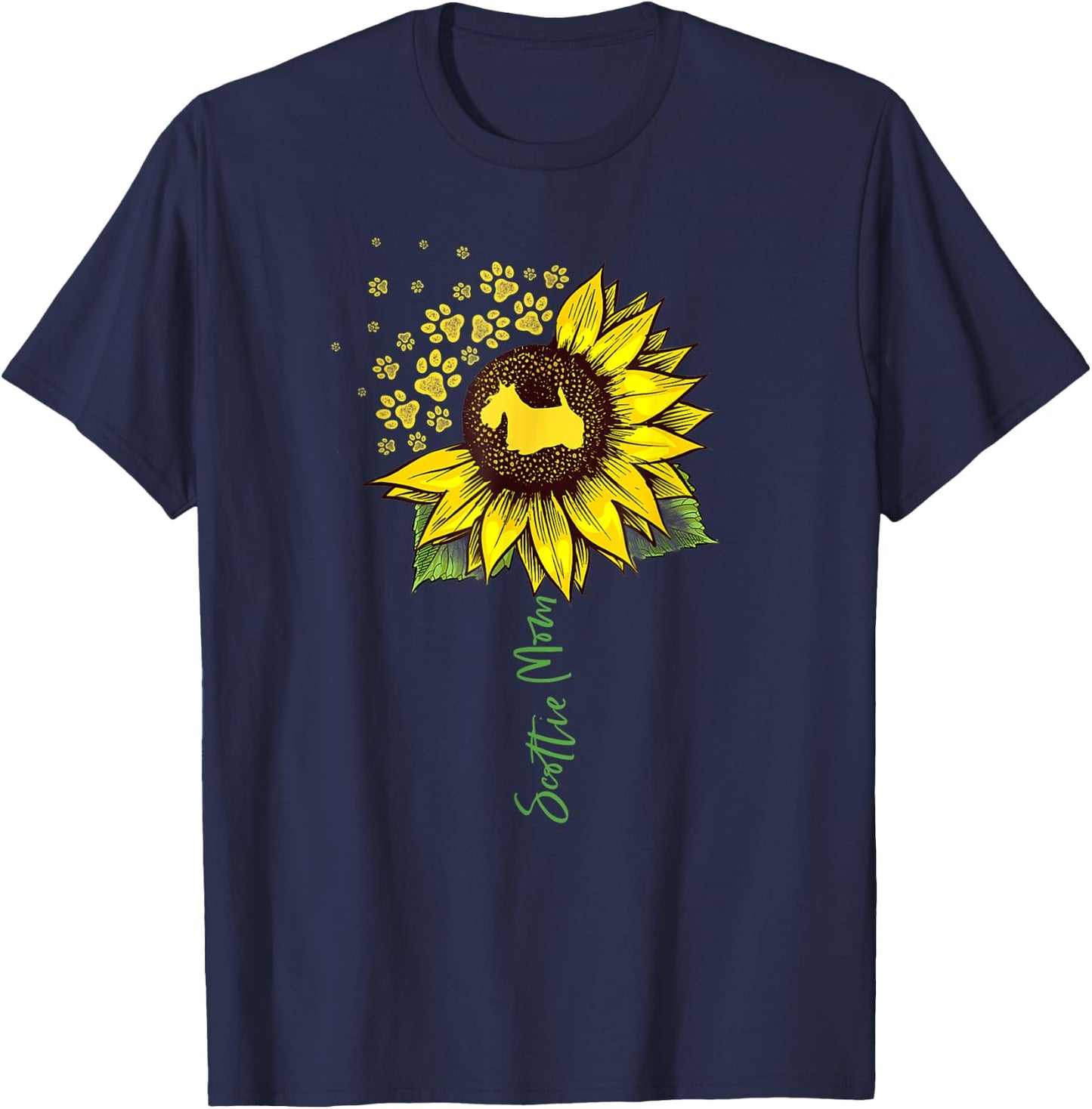 Scottie Mom Sunflower Scottish Terrier Gifts Dog Mom Mama Women Girls Kids T-Shirt - T-Shirt | Navy