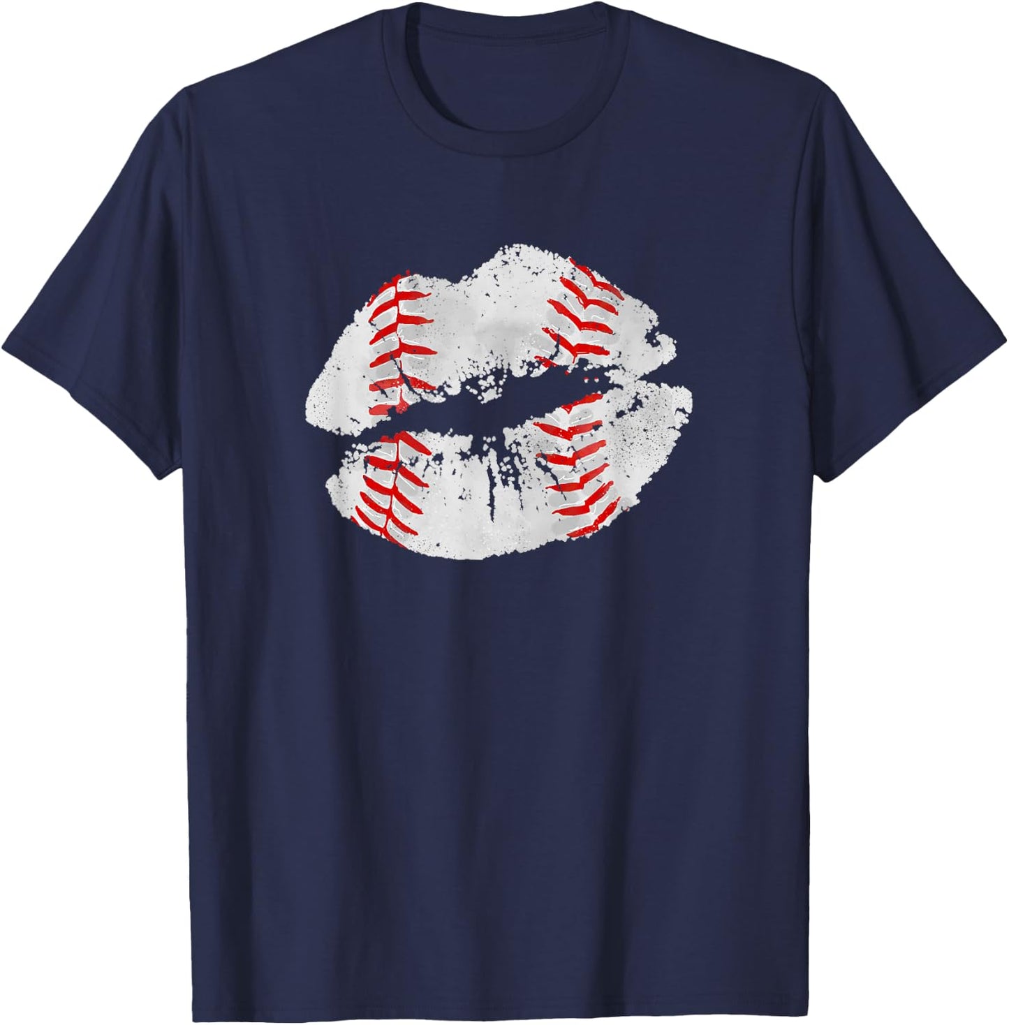 Baseball Lips Trendy Kiss Mouth Women Baseball Sexy Lips T-Shirt - T-Shirt | Navy