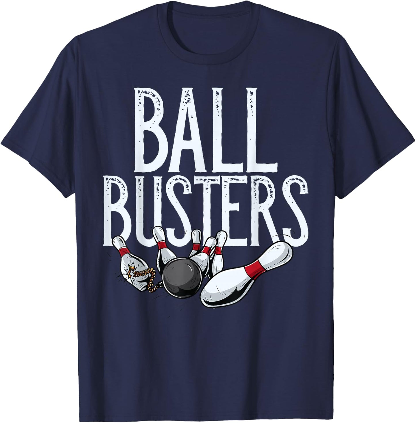 Ball Busters Bowling, Couples Matching Bowling T-Shirt - T-Shirt | Navy